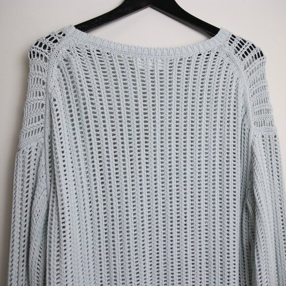 Aritzia Wilfred Free Afterglow Glacier Blue Mesh Cotton Boatneck Sweater Small - Picture 9 of 9